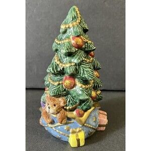 Fitz and Floyd Christmas Tree Salt Pepper Shaker Holiday Ceramic Vintage 1994